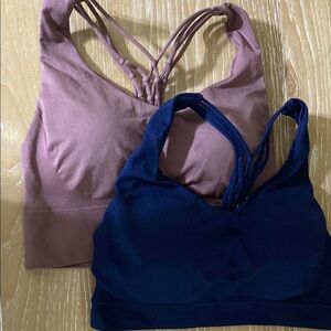 Women's Strappy sports bras- dusty rose and navy Blue